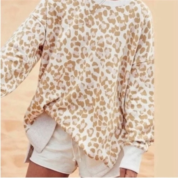 AERIE Leopard Print Oversized Fit Pullover Size XXS - Picture 3 of 7